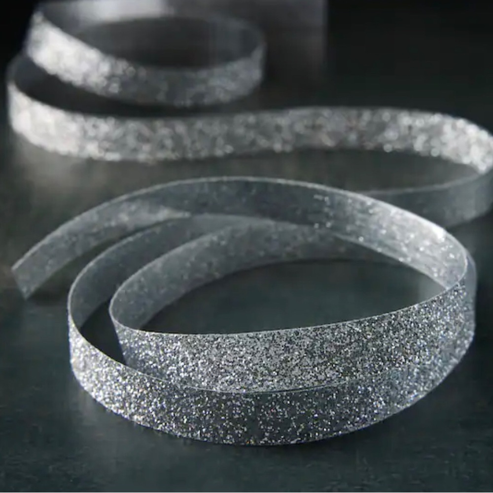 Silver metallic glitter ribbon 🎀